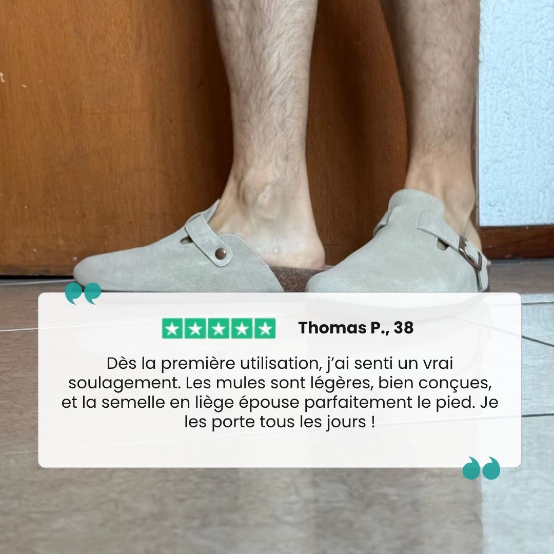 Mules en cuir avec semelle en Cuire & Liège