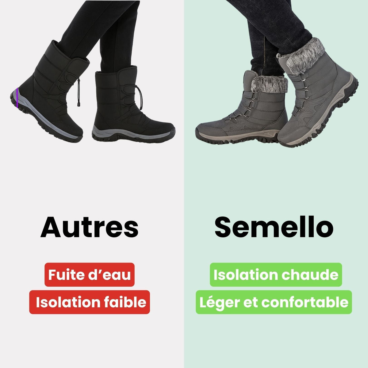 Botte de neige chaude et imperméable - Semello.fr