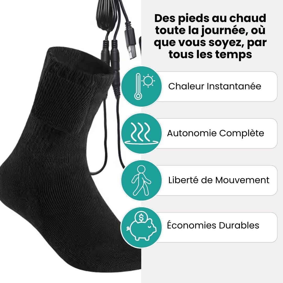 Chaussettes Chauffantes Rechargeables – Chaleur Instantanée - Semello.fr