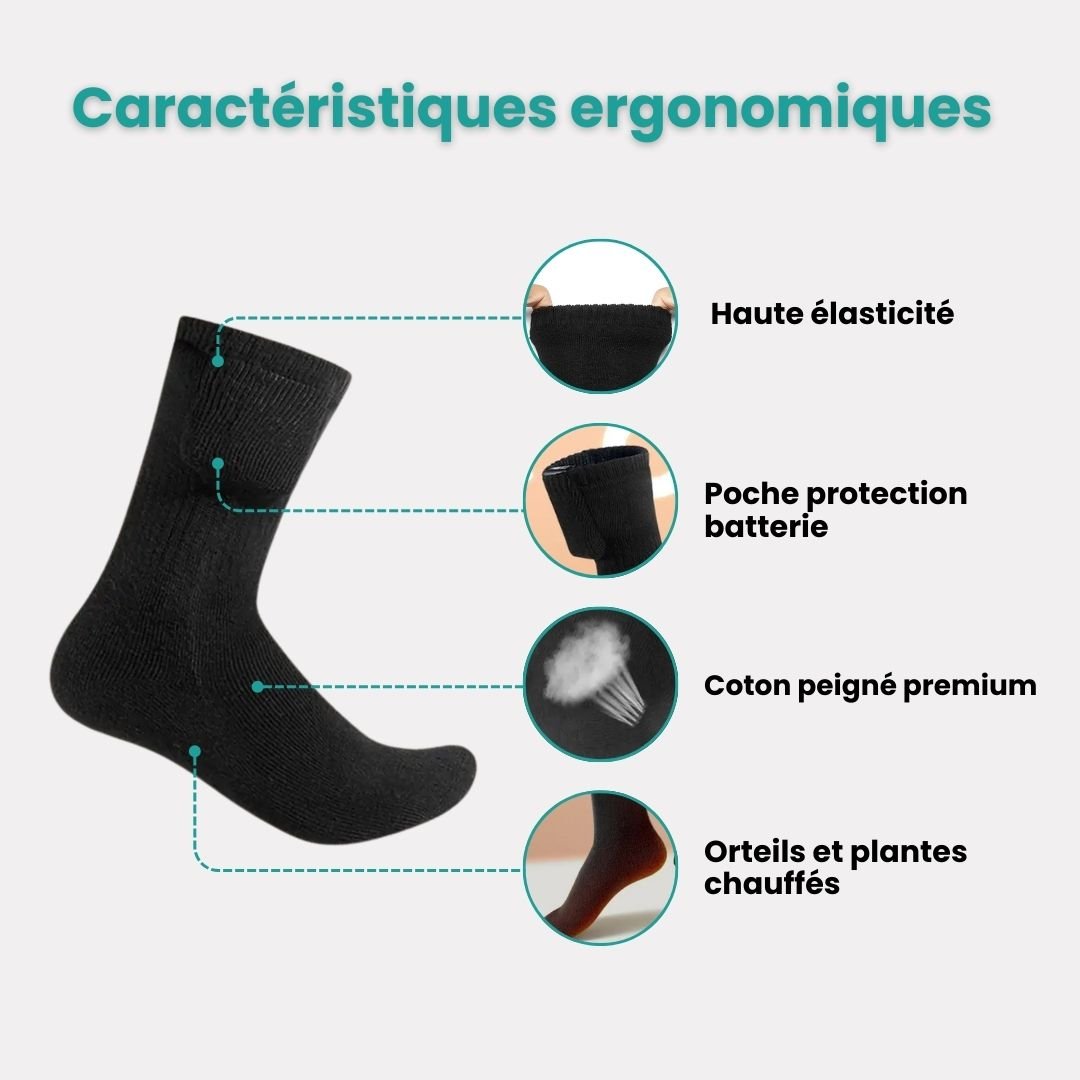 Chaussettes Chauffantes Rechargeables – Chaleur Instantanée - Semello.fr