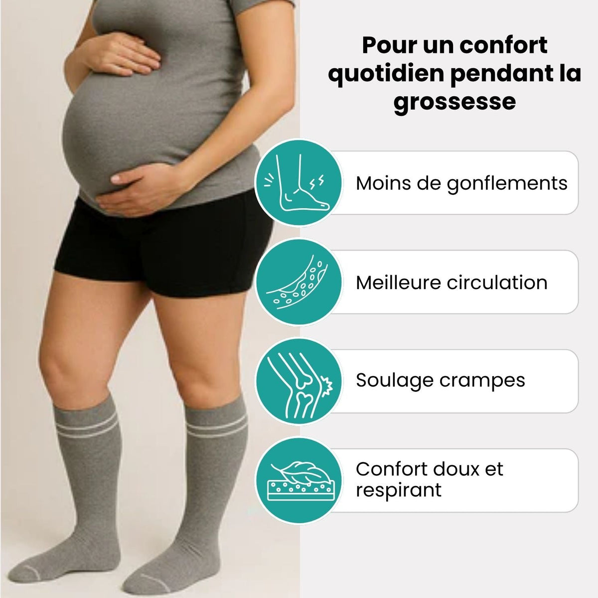 Chaussettes de Grossesse (Compression Douce 15 - 20 mmHg) - Semello.fr