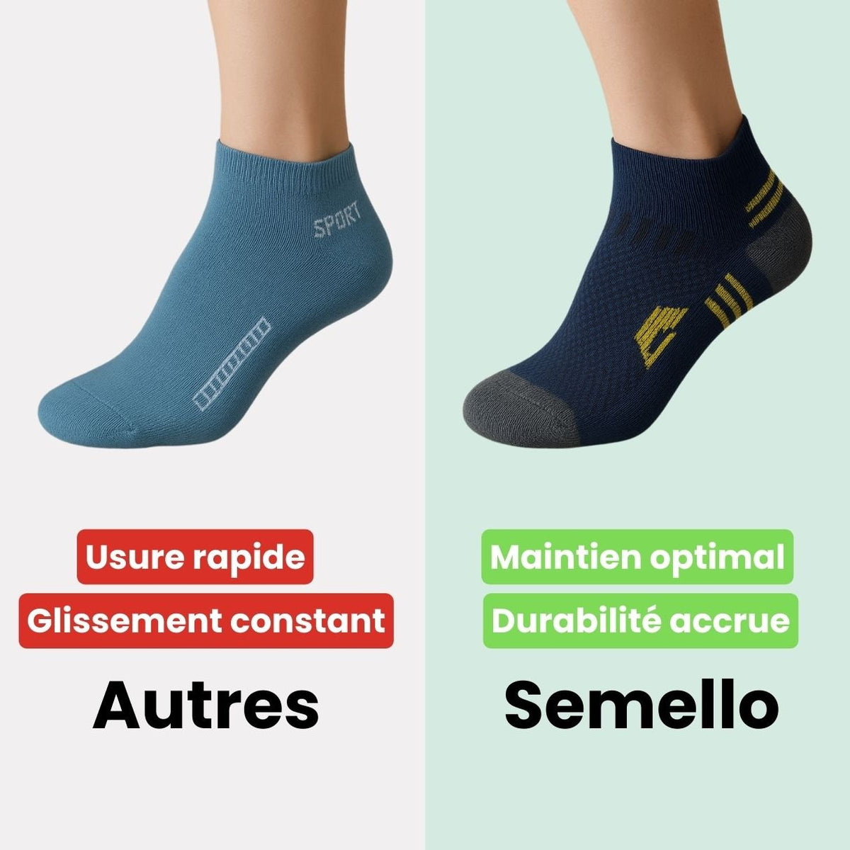 Chaussettes de sport homme | Renforts ciblés & performance - Semello.fr