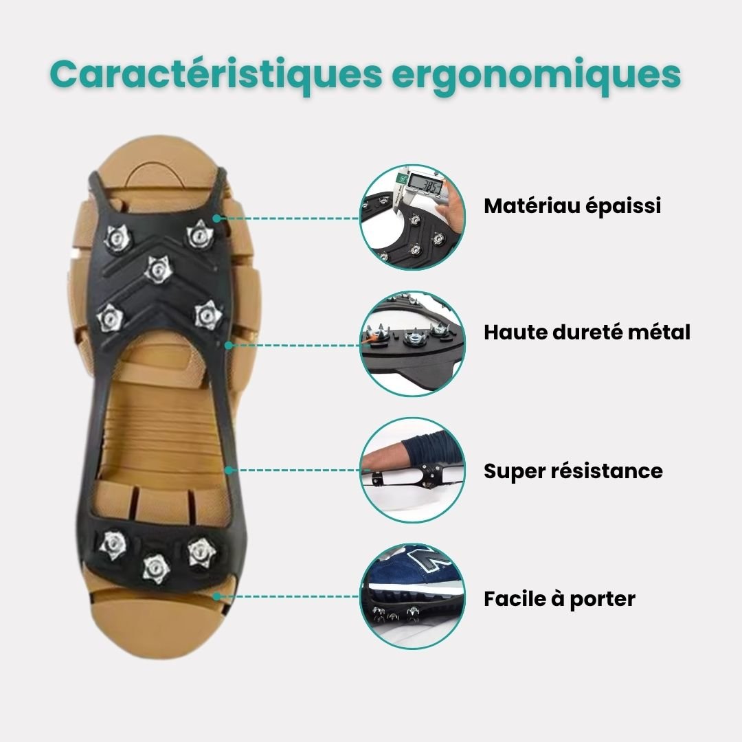 Crampons Antidérapants pour Chaussures – 8 Dents, Neige & Randonnée - Semello.fr