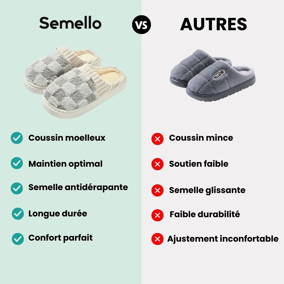 Pantoufles couple mémoire de forme | Duo cocooning - Semello.fr