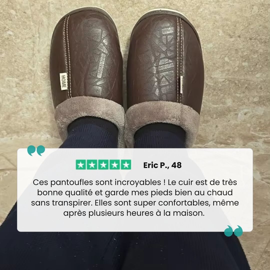 Pantoufles Grande Taille en Cuir Homme | Élégance & Isolation - Semello.fr